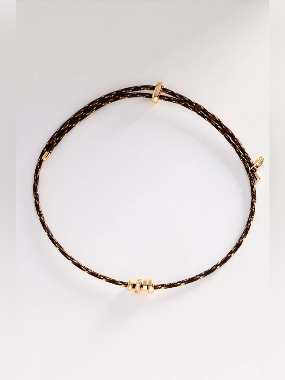 NWT Anthropologie Corded Magnetic Crystal Beaded Necklace Brown